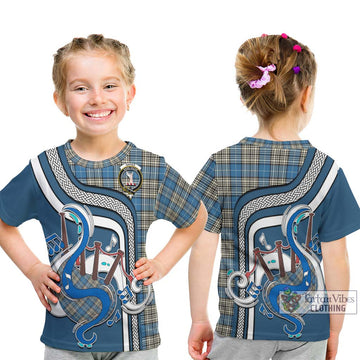 Napier Ancient Tartan Kid T-Shirt with Epic Bagpipe Style