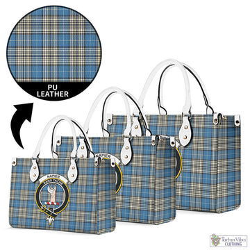 Napier Ancient Tartan Luxury Leather Handbags with Family Crest