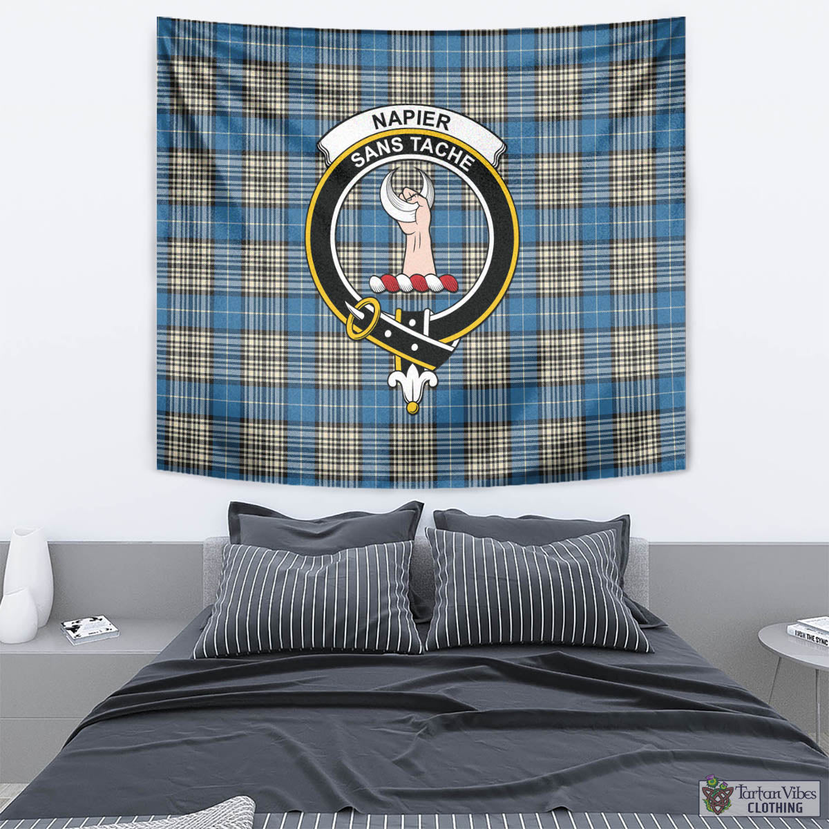 Tartan Vibes Clothing Napier Ancient Tartan Tapestry Wall Hanging and Home Decor for Room with Family Crest