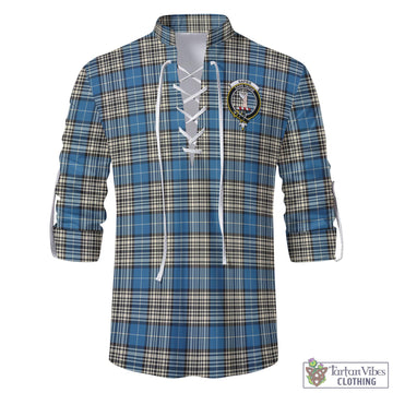 Napier Ancient Tartan Men's Scottish Traditional Jacobite Ghillie Kilt Shirt with Family Crest