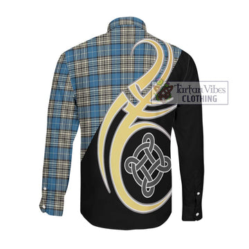 Napier Ancient Tartan Long Sleeve Button Shirt with Family Crest and Celtic Symbol Style