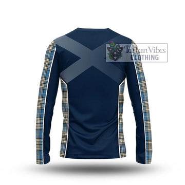 Napier Ancient Tartan Long Sleeve T-Shirt with Family Crest and Lion Rampant Vibes Sport Style