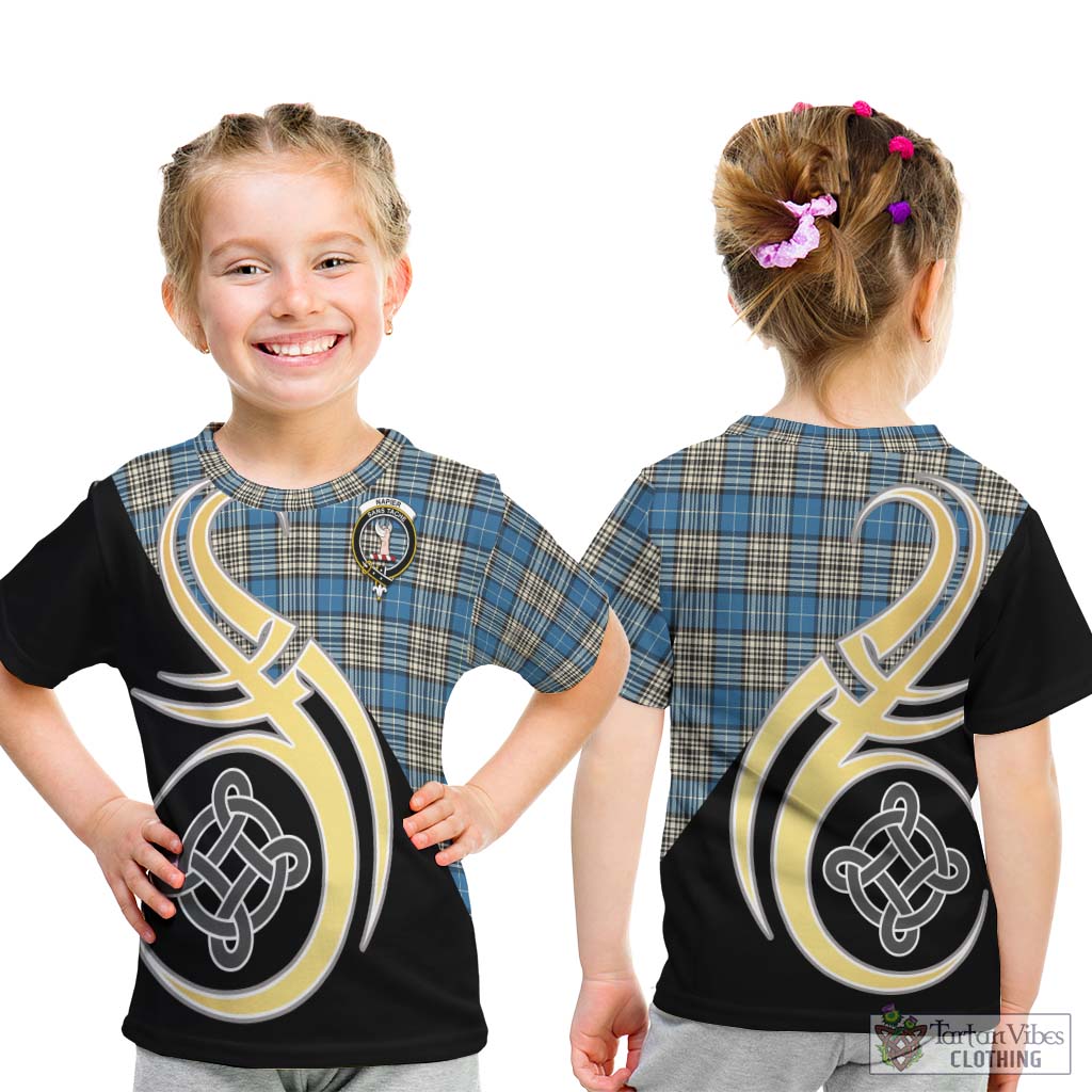 Napier Ancient Tartan Kid T-Shirt with Family Crest and Celtic Symbol Style - Tartan Vibes Clothing