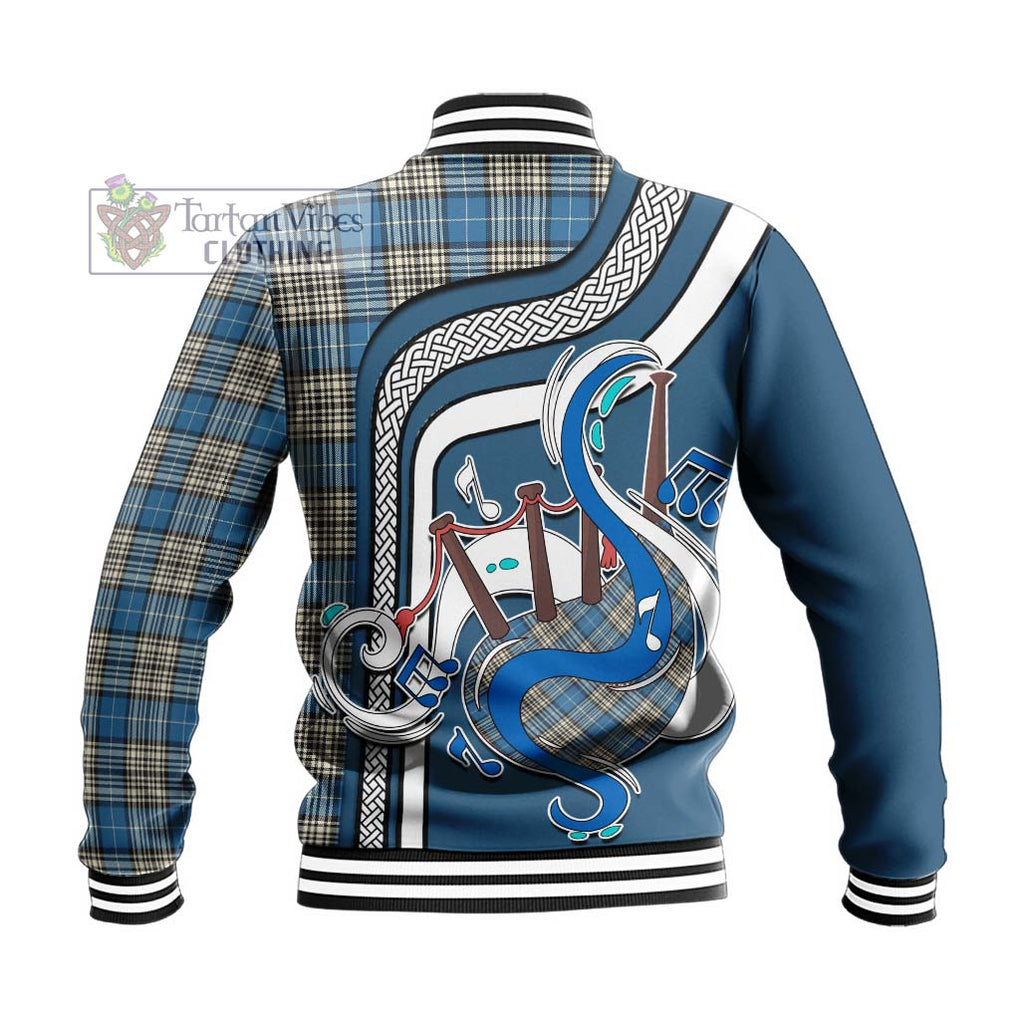 Tartan Vibes Clothing Napier Ancient Tartan Baseball Jacket with Epic Bagpipe Style