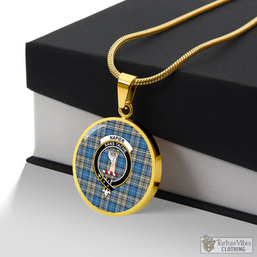 Napier Ancient Tartan Circle Necklace with Family Crest