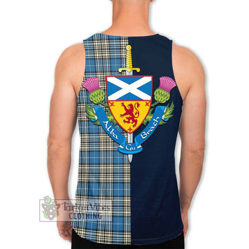 Napier Ancient Tartan Men's Tank Top Alba with Scottish Lion Royal Arm Half Style