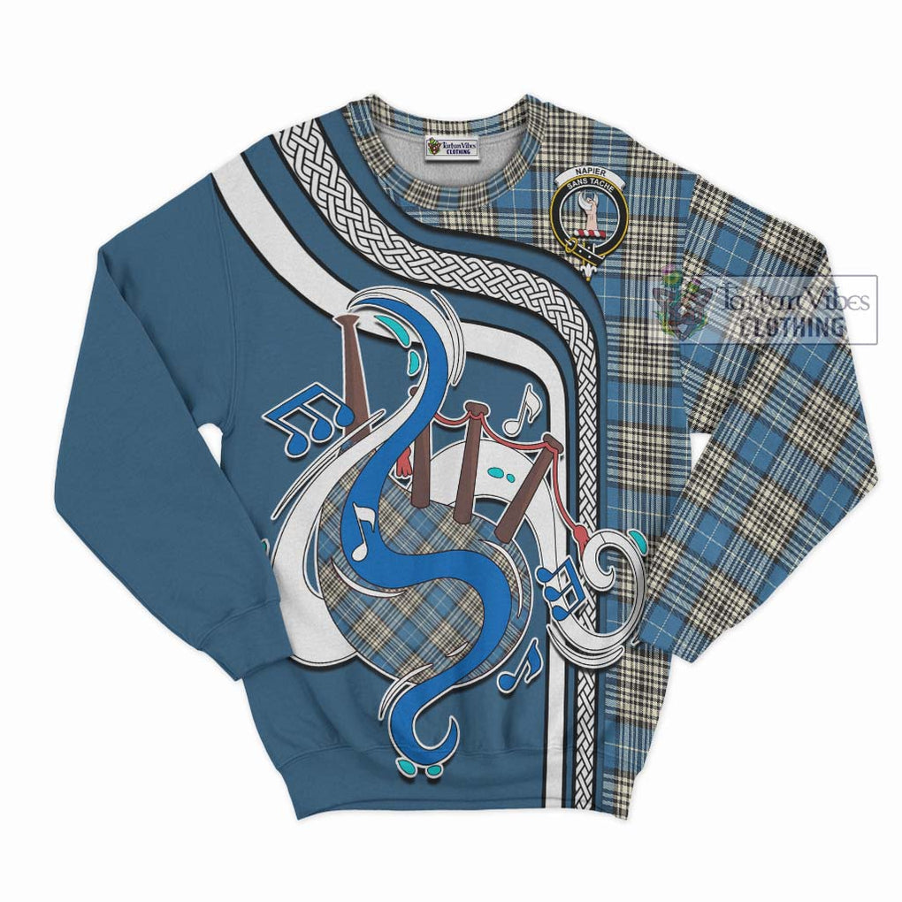 Tartan Vibes Clothing Napier Ancient Tartan Sweatshirt with Epic Bagpipe Style