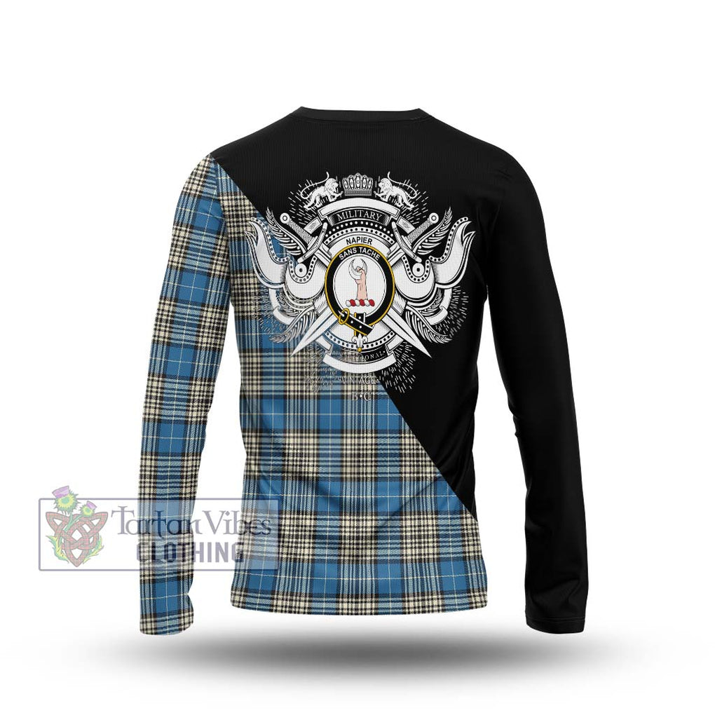 Napier Ancient Tartan Long Sleeve T-Shirt with Family Crest and Military Logo Style - Tartanvibesclothing Shop