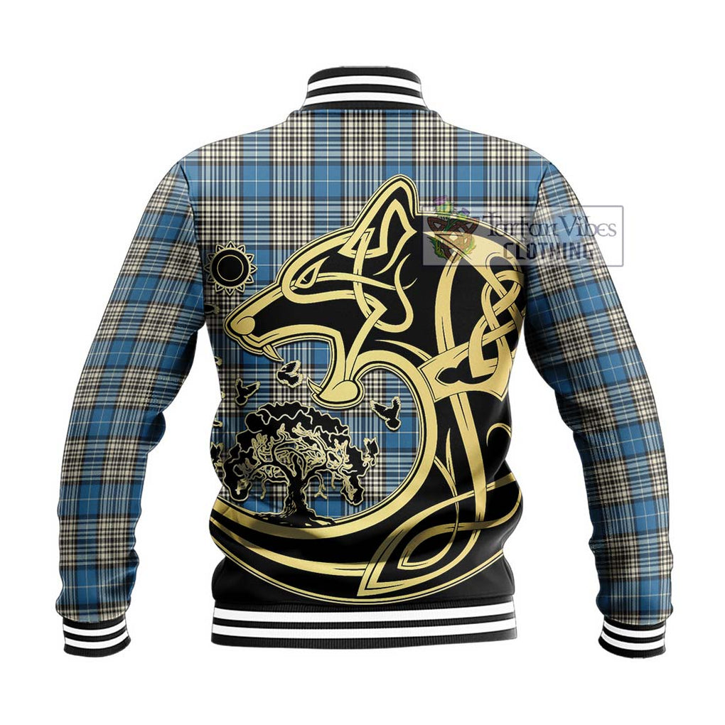 Napier Ancient Tartan Baseball Jacket with Family Crest Celtic Wolf Style - Tartan Vibes Clothing