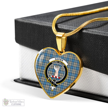 Napier Ancient Tartan Heart Necklace with Family Crest