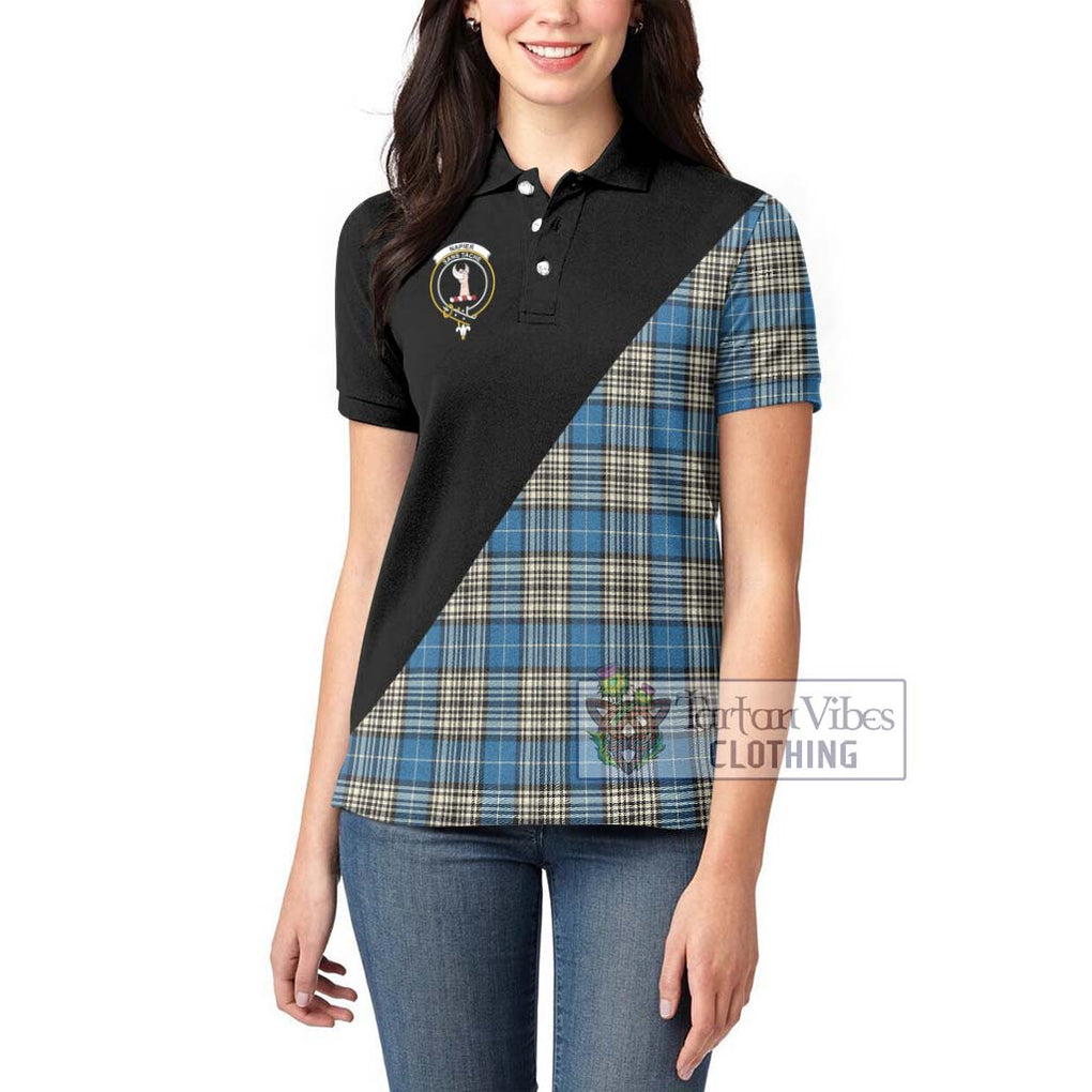 Napier Ancient Tartan Women's Polo Shirt with Family Crest and Military Logo Style - Tartanvibesclothing Shop