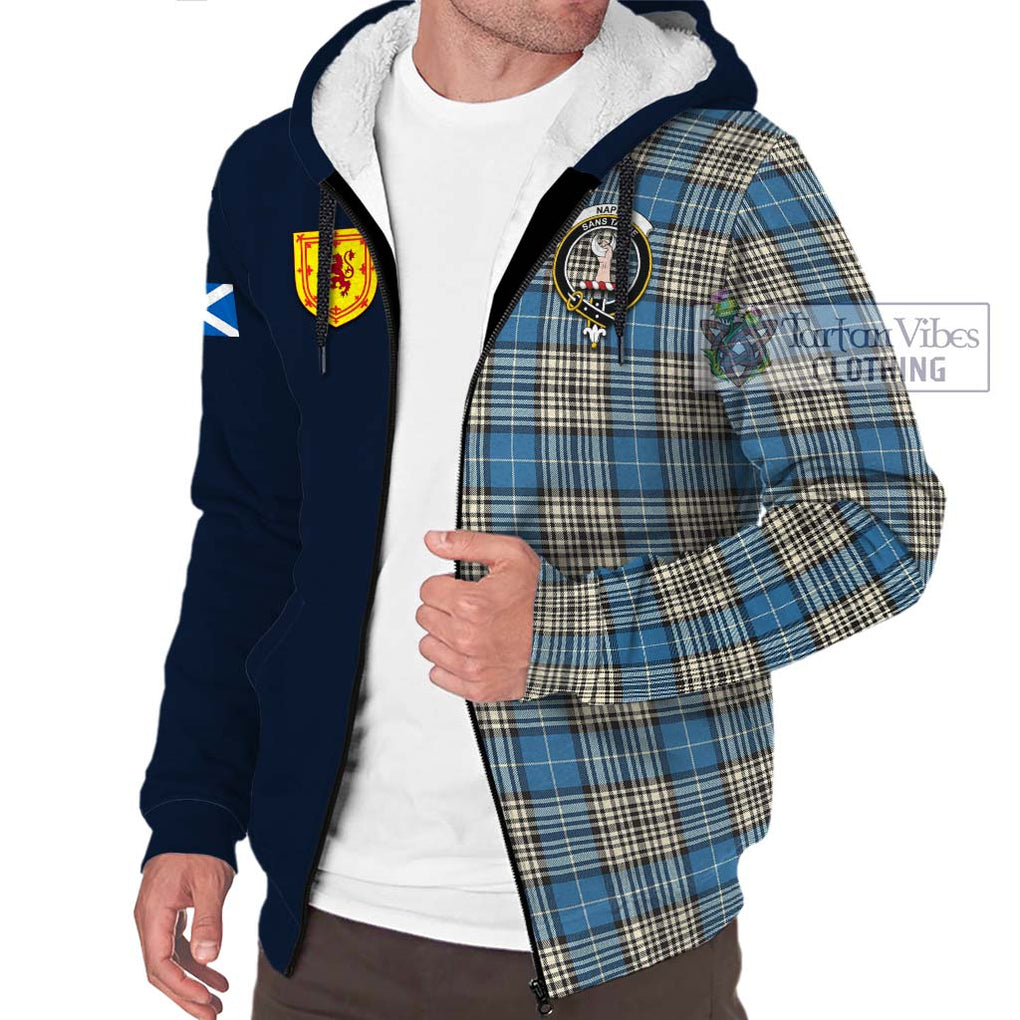 Tartan Vibes Clothing Napier Ancient Tartan Sherpa Hoodie with Scottish Lion Royal Arm Half Style