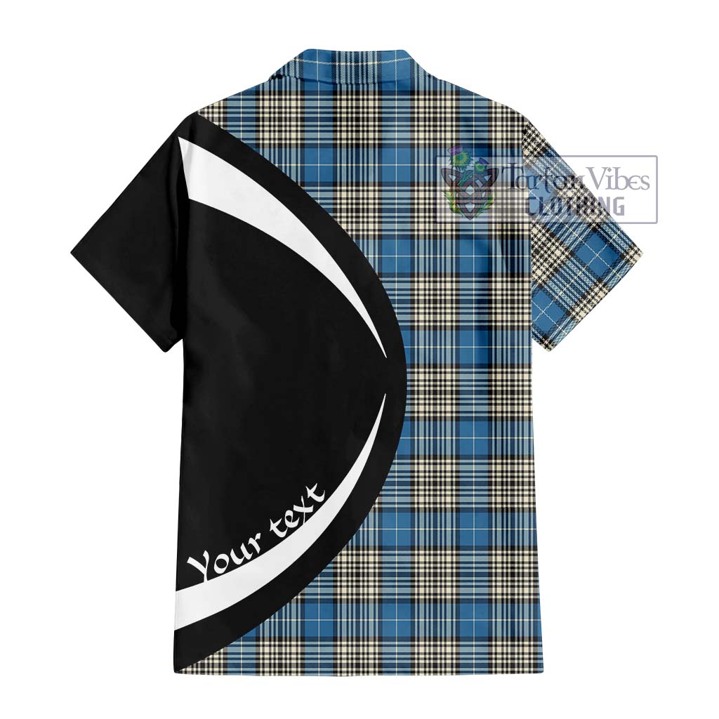 Napier Ancient Tartan Short Sleeve Button Up with Family Crest Circle Style - Tartan Vibes Clothing