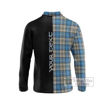 Napier Ancient Tartan Long Sleeve Polo Shirt with Family Crest and Half Of Me Style