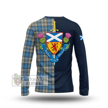 Napier Ancient Tartan Long Sleeve T-Shirt Alba with Scottish Lion Royal Arm Half Style