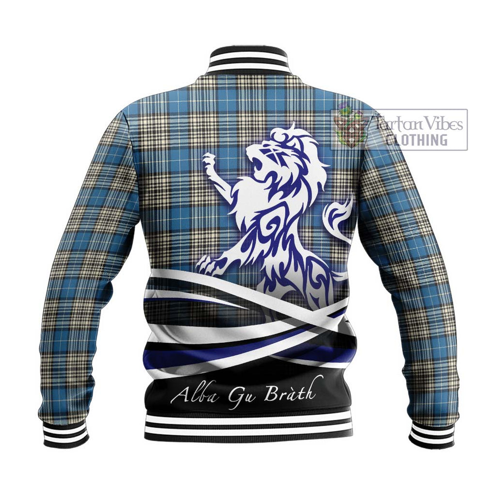 Napier Ancient Tartan Baseball Jacket with Alba Gu Brath Regal Lion Emblem - Tartanvibesclothing Shop