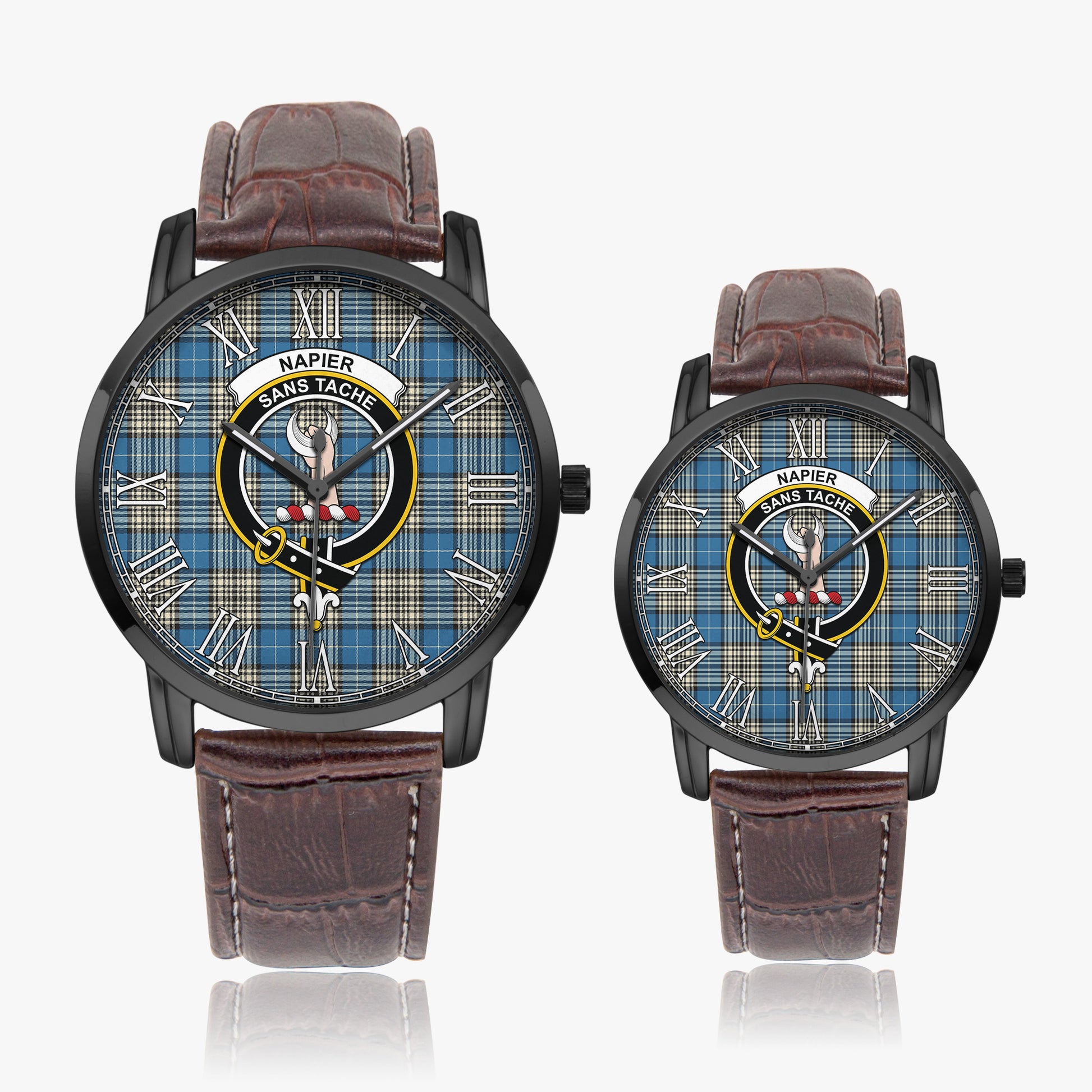 Napier Ancient Tartan Family Crest Leather Strap Quartz Watch - Tartanvibesclothing