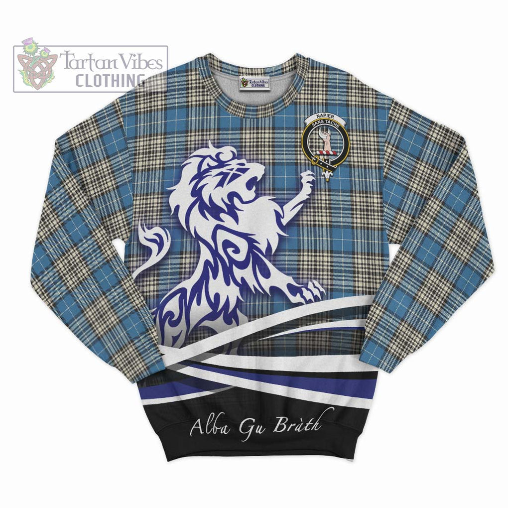 Napier Ancient Tartan Sweatshirt with Alba Gu Brath Regal Lion Emblem - Tartanvibesclothing Shop