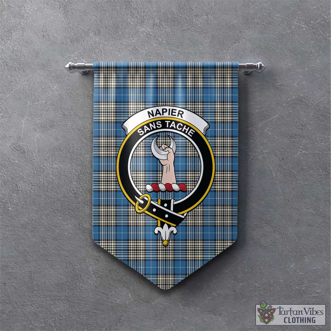 Tartan Vibes Clothing Napier Ancient Tartan Gonfalon, Tartan Banner with Family Crest