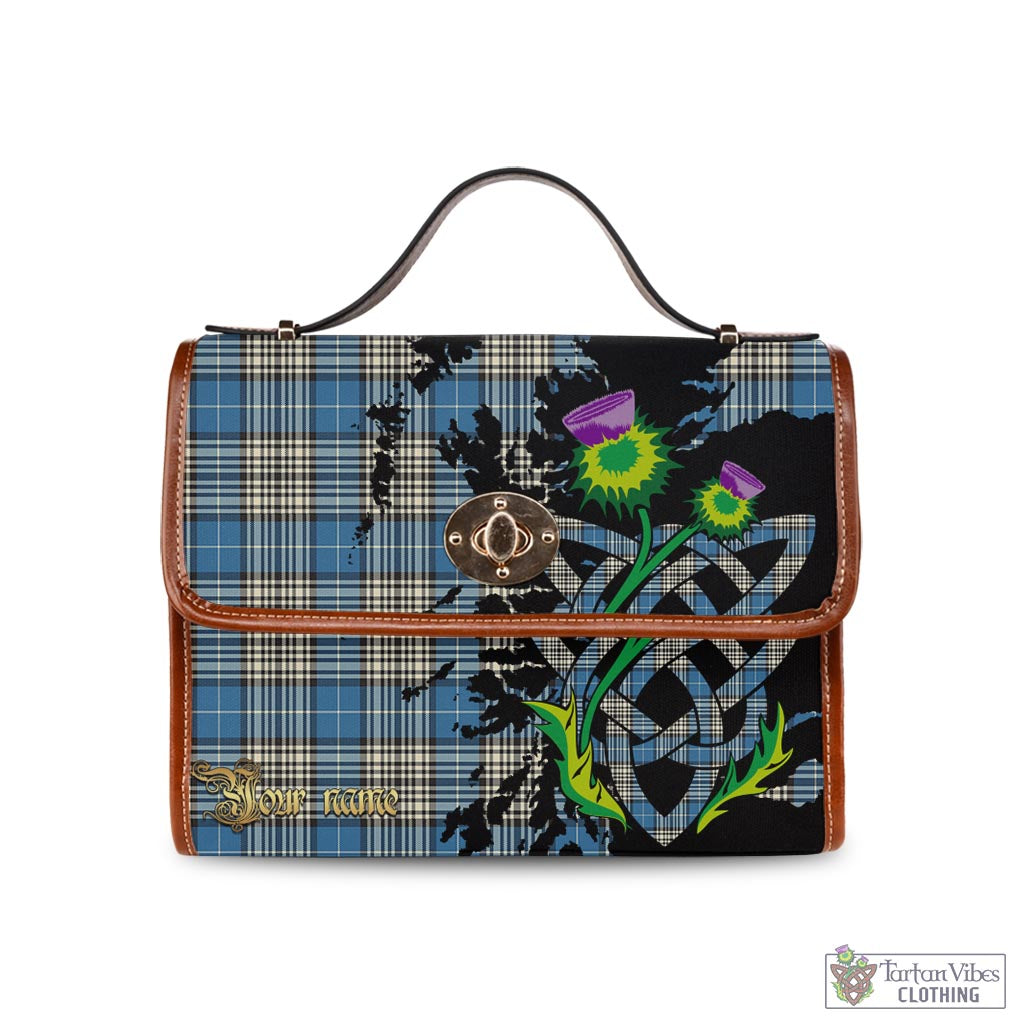 Tartan Vibes Clothing Napier Ancient Tartan Waterproof Canvas Bag with Scotland Map and Thistle Celtic Accents