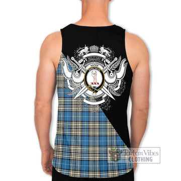 Napier Ancient Tartan Men's Tank Top with Family Crest and Military Logo Style