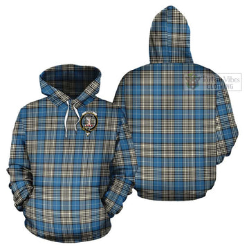 Napier Ancient Tartan Cotton Hoodie with Family Crest