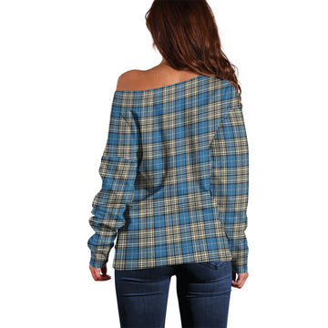 Napier Ancient Tartan Off Shoulder Women Sweater with Family Crest