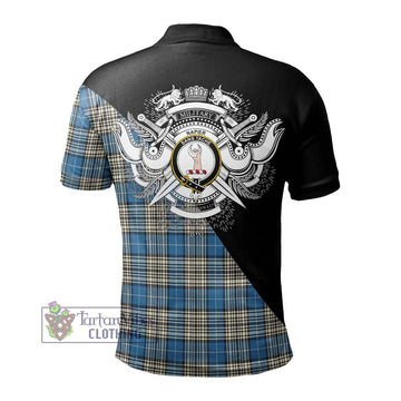 Napier Ancient Tartan Polo Shirt with Family Crest and Military Logo Style