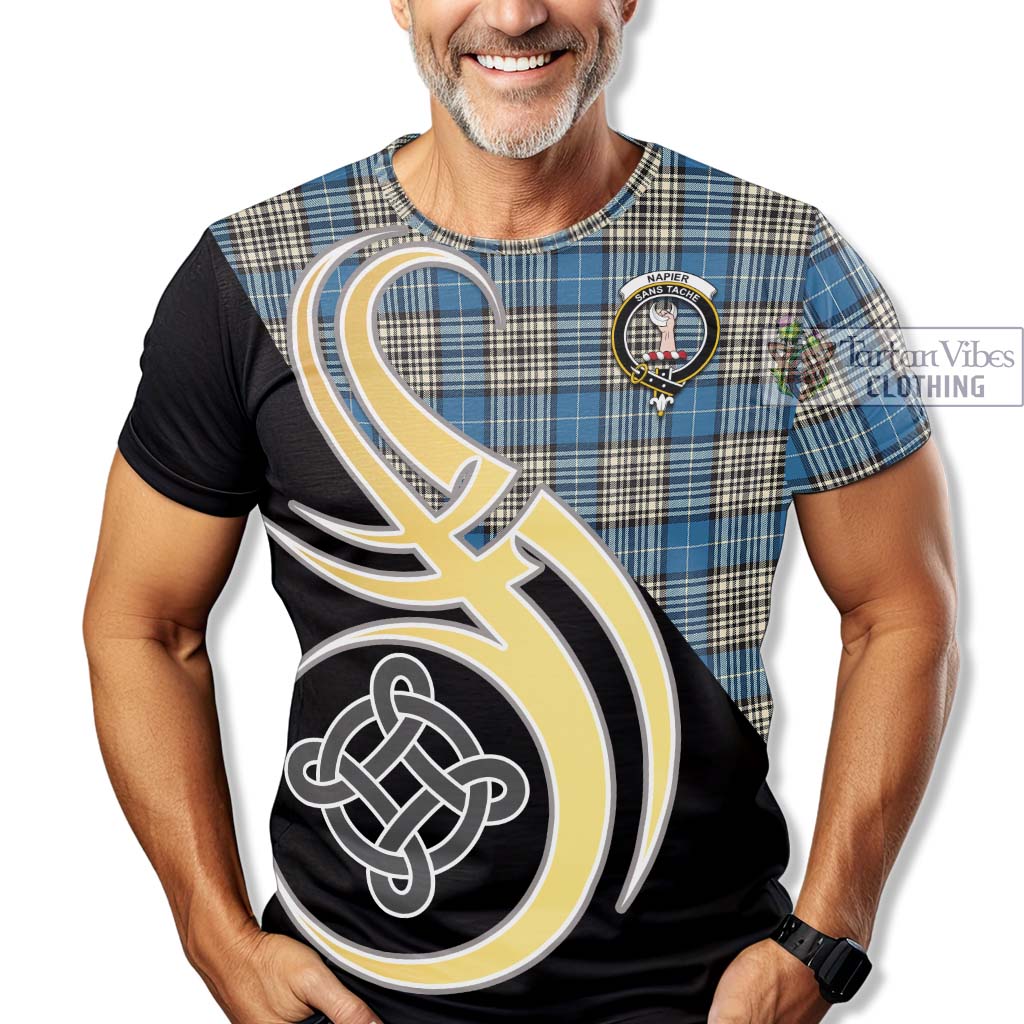 Tartan Vibes Clothing Napier Ancient Tartan T-Shirt with Family Crest and Celtic Symbol Style