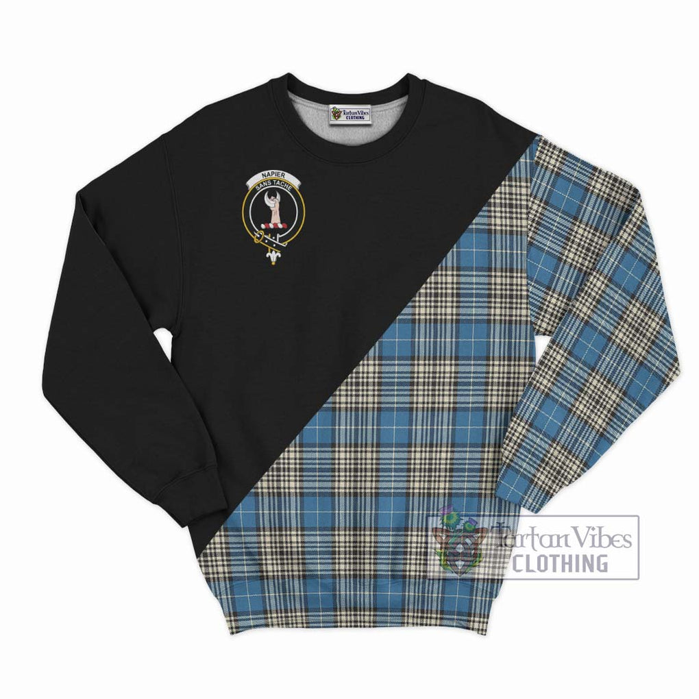 Napier Ancient Tartan Sweatshirt with Family Crest and Military Logo Style - Tartanvibesclothing Shop