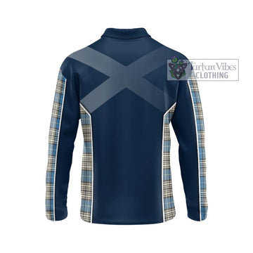 Napier Ancient Tartan Long Sleeve Polo Shirt with Family Crest and Lion Rampant Vibes Sport Style