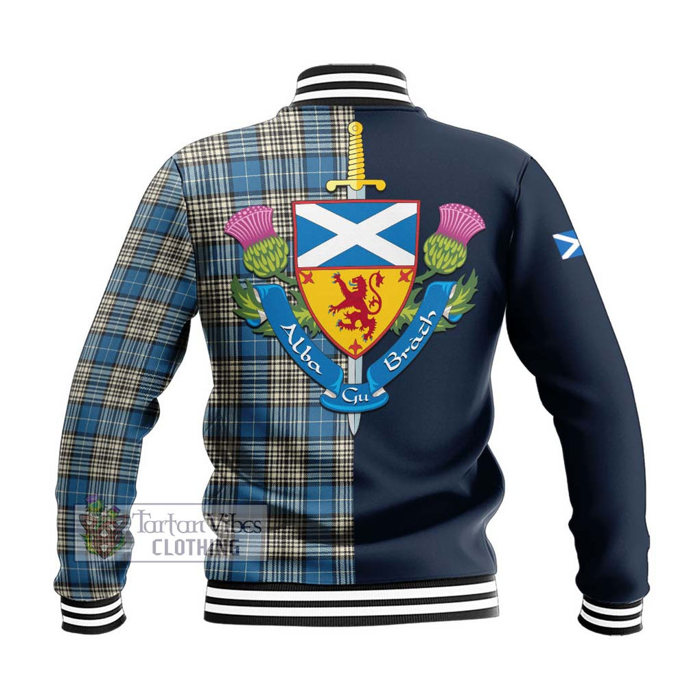 Tartan Vibes Clothing Napier Ancient Tartan Baseball Jacket with Scottish Lion Royal Arm Half Style