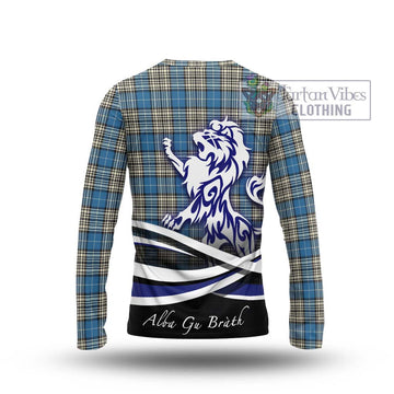 Napier Ancient Tartan Long Sleeve T-Shirt with Alba Gu Brath Regal Lion Emblem