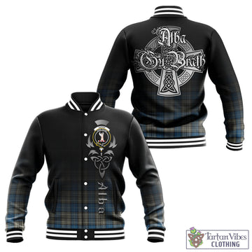 Napier Ancient Tartan Baseball Jacket Featuring Alba Gu Brath Family Crest Celtic Inspired