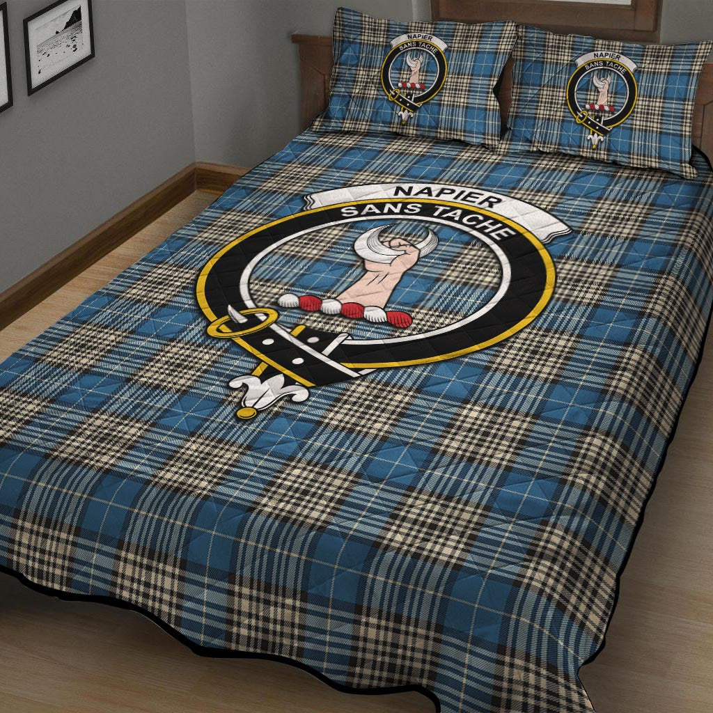 Napier Ancient Tartan Quilt Bed Set with Family Crest - Tartan Vibes Clothing