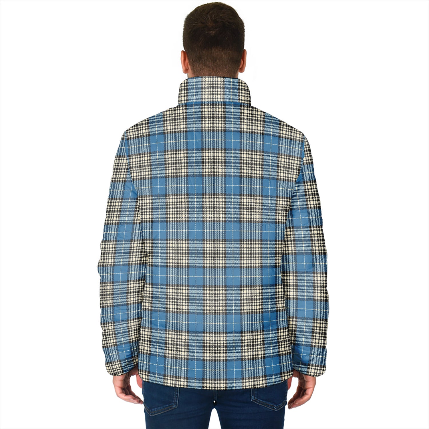 Napier Ancient Tartan Padded Jacket with Family Crest - Tartanvibesclothing