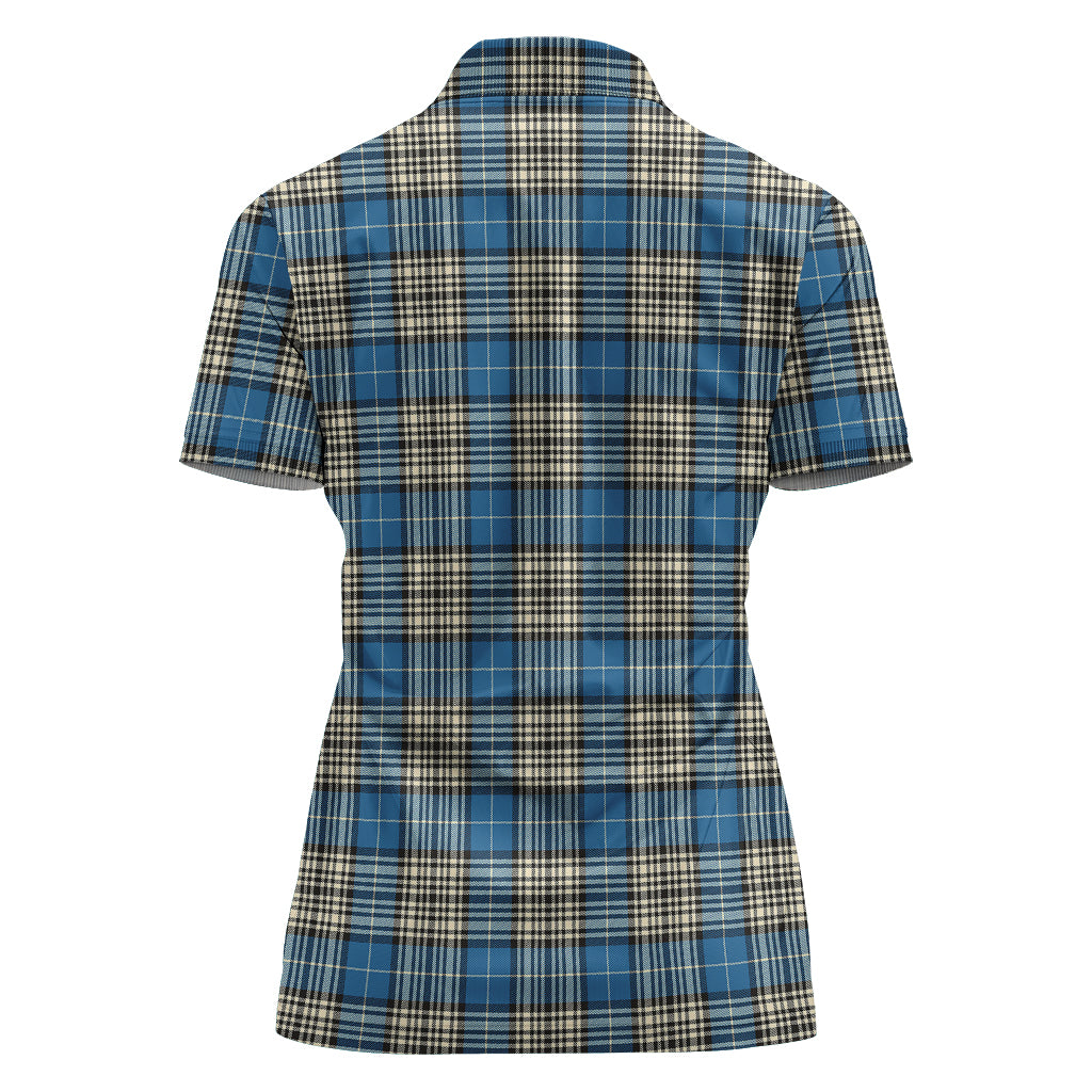 Napier Ancient Tartan Polo Shirt with Family Crest For Women - Tartan Vibes Clothing