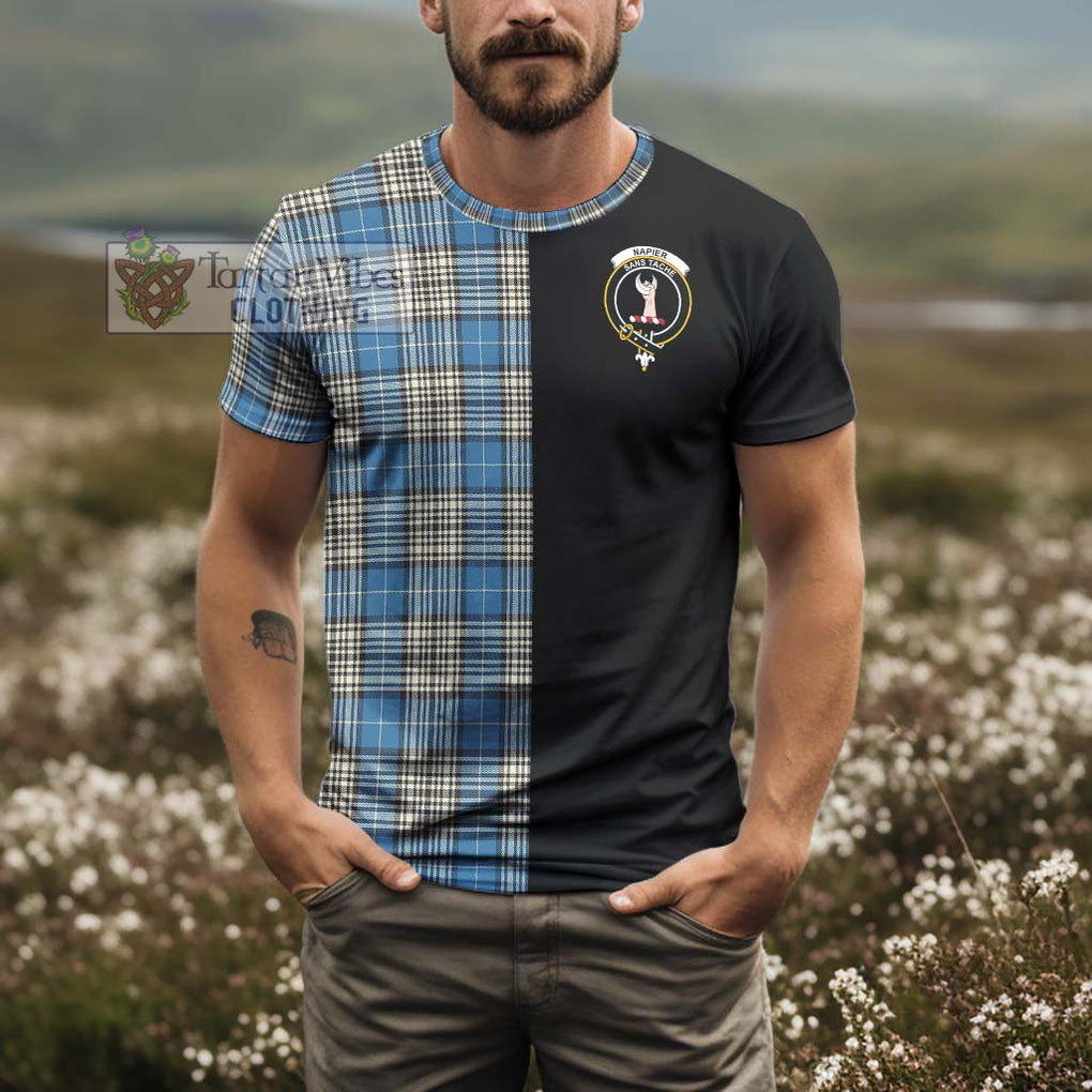 Napier Ancient Tartan T-Shirt with Family Crest and Half Of Me Style - Tartanvibesclothing Shop