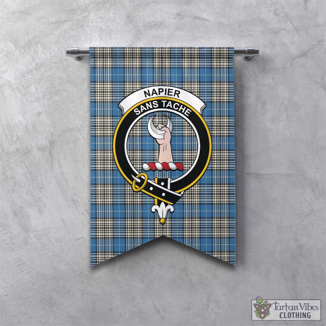 Tartan Vibes Clothing Napier Ancient Tartan Gonfalon, Tartan Banner with Family Crest