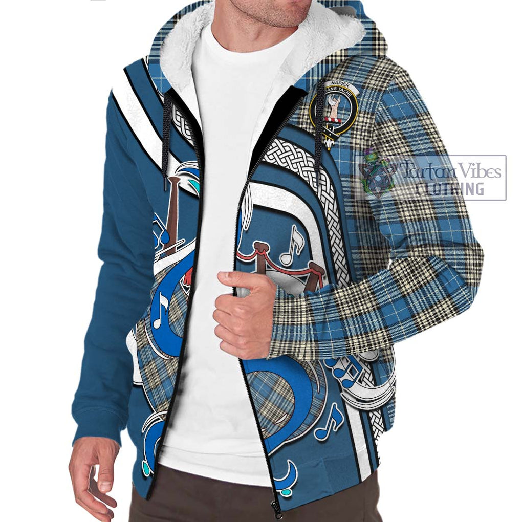 Napier Ancient Tartan Sherpa Hoodie with Epic Bagpipe Style Unisex - Tartanvibesclothing Shop