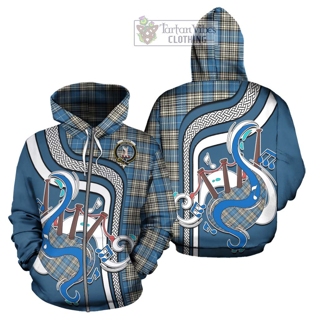 Napier Ancient Tartan Hoodie with Epic Bagpipe Style - Tartanvibesclothing Shop