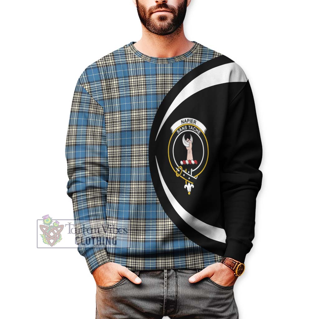 Napier Ancient Tartan Sweatshirt with Family Crest Circle Style - Tartan Vibes Clothing