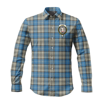 Napier Ancient Tartan Long Sleeve Button Up Shirt with Family Crest