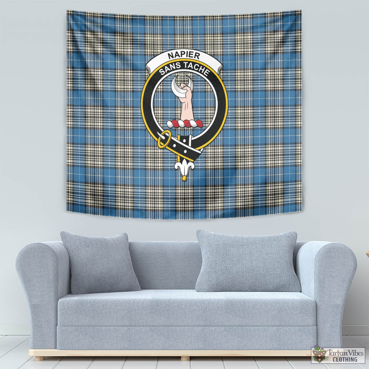 Tartan Vibes Clothing Napier Ancient Tartan Tapestry Wall Hanging and Home Decor for Room with Family Crest