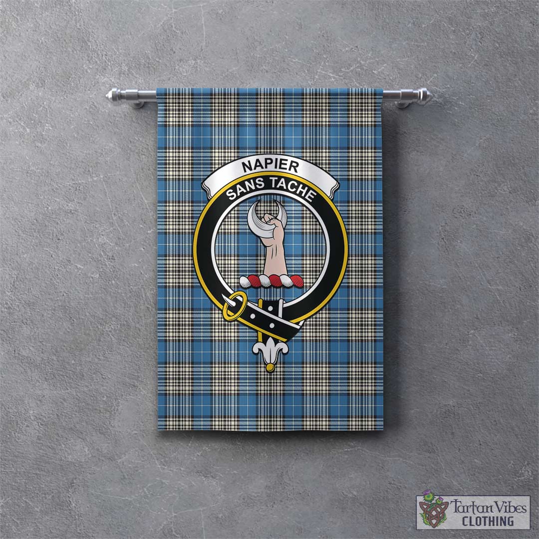 Tartan Vibes Clothing Napier Ancient Tartan Gonfalon, Tartan Banner with Family Crest