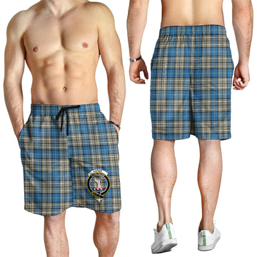 Napier Ancient Tartan Mens Shorts with Family Crest