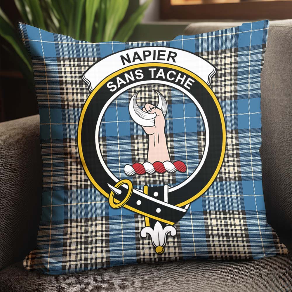 Napier Ancient Tartan Pillow Cover with Family Crest - Tartanvibesclothing