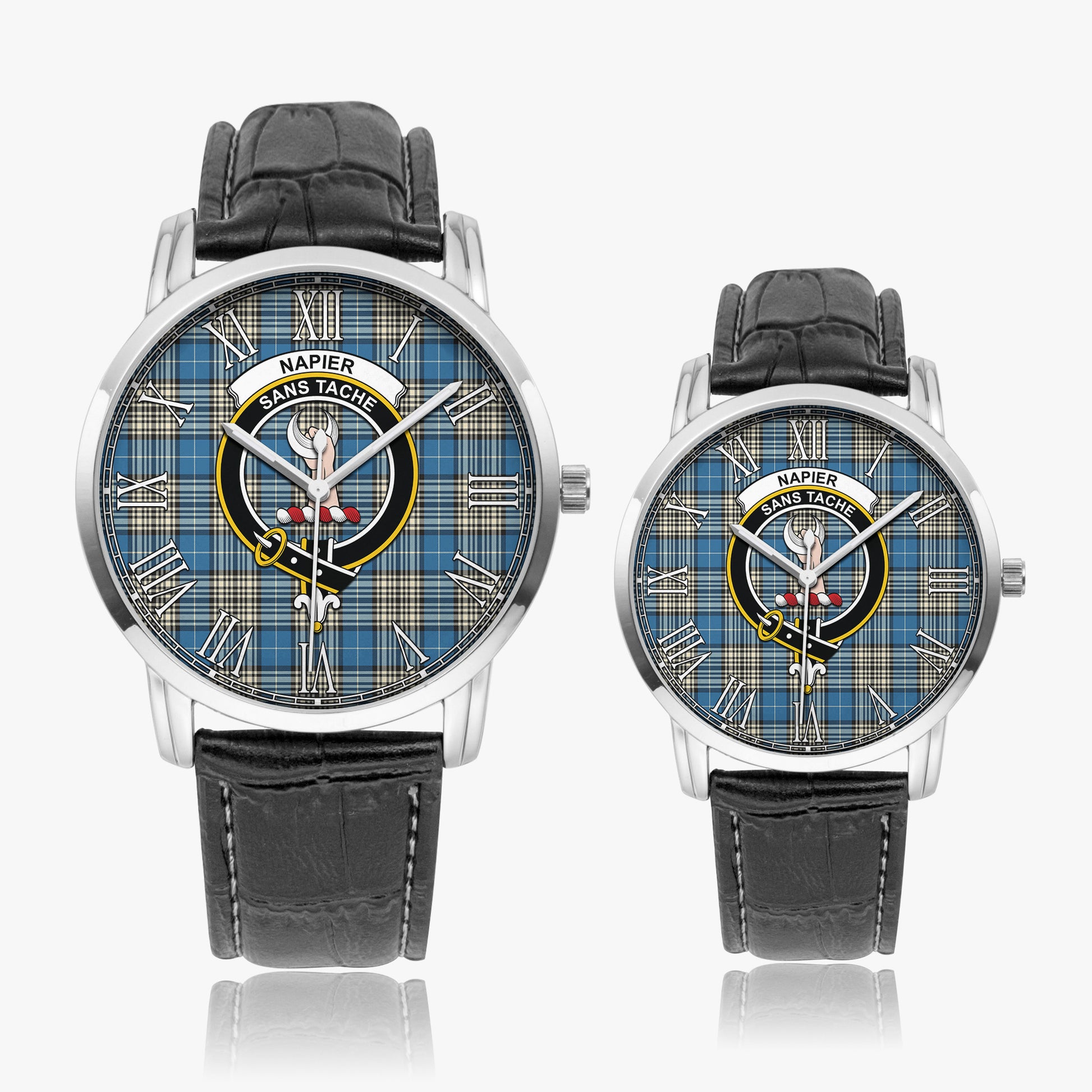 Napier Ancient Tartan Family Crest Leather Strap Quartz Watch - Tartanvibesclothing