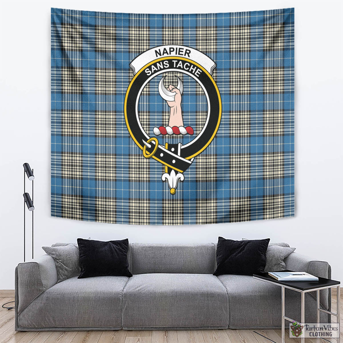 Tartan Vibes Clothing Napier Ancient Tartan Tapestry Wall Hanging and Home Decor for Room with Family Crest