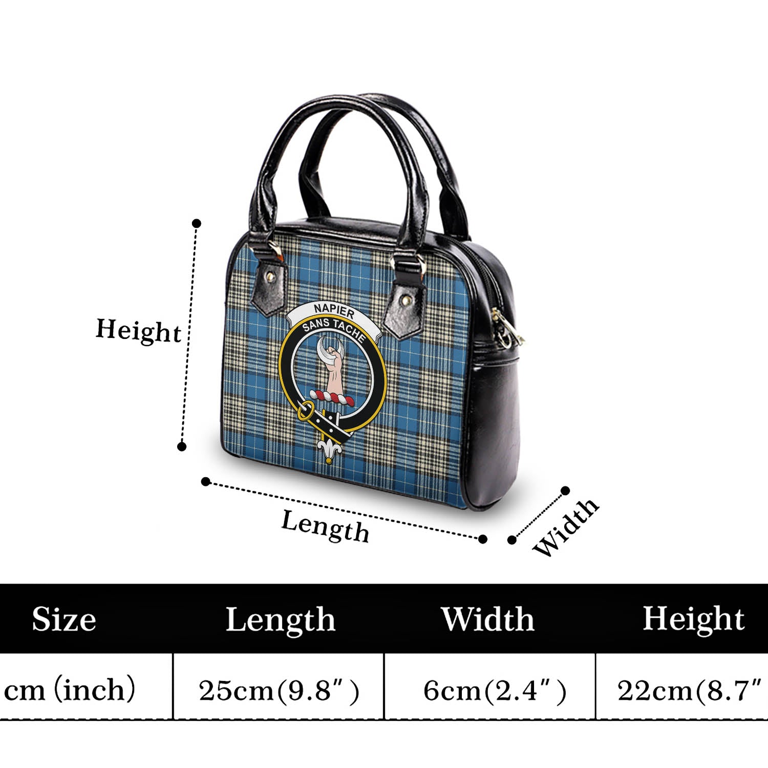 Napier Ancient Tartan Shoulder Handbags with Family Crest - Tartanvibesclothing